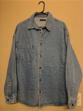SHEIN Light Blue Denim Shirt Jacket